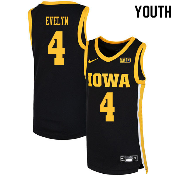 2020 Youth #4 Bakari Evelyn Iowa Hawkeyes College Basketball Jerseys Sale-Black - Click Image to Close